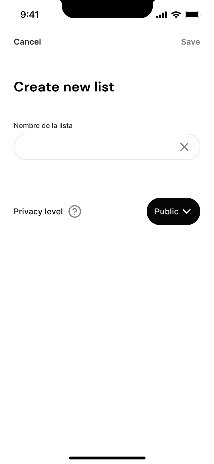 Create a list and choose privacy