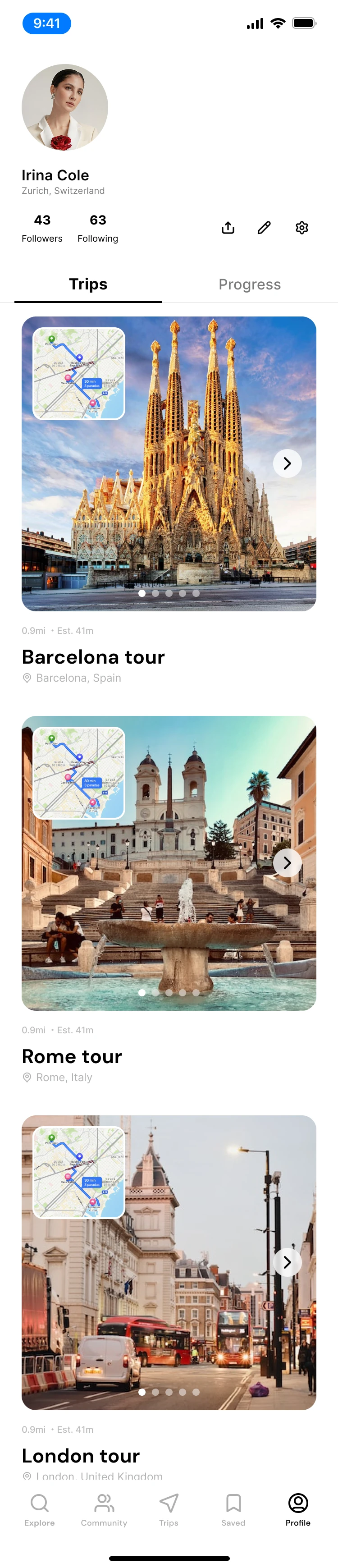 Profile trip history