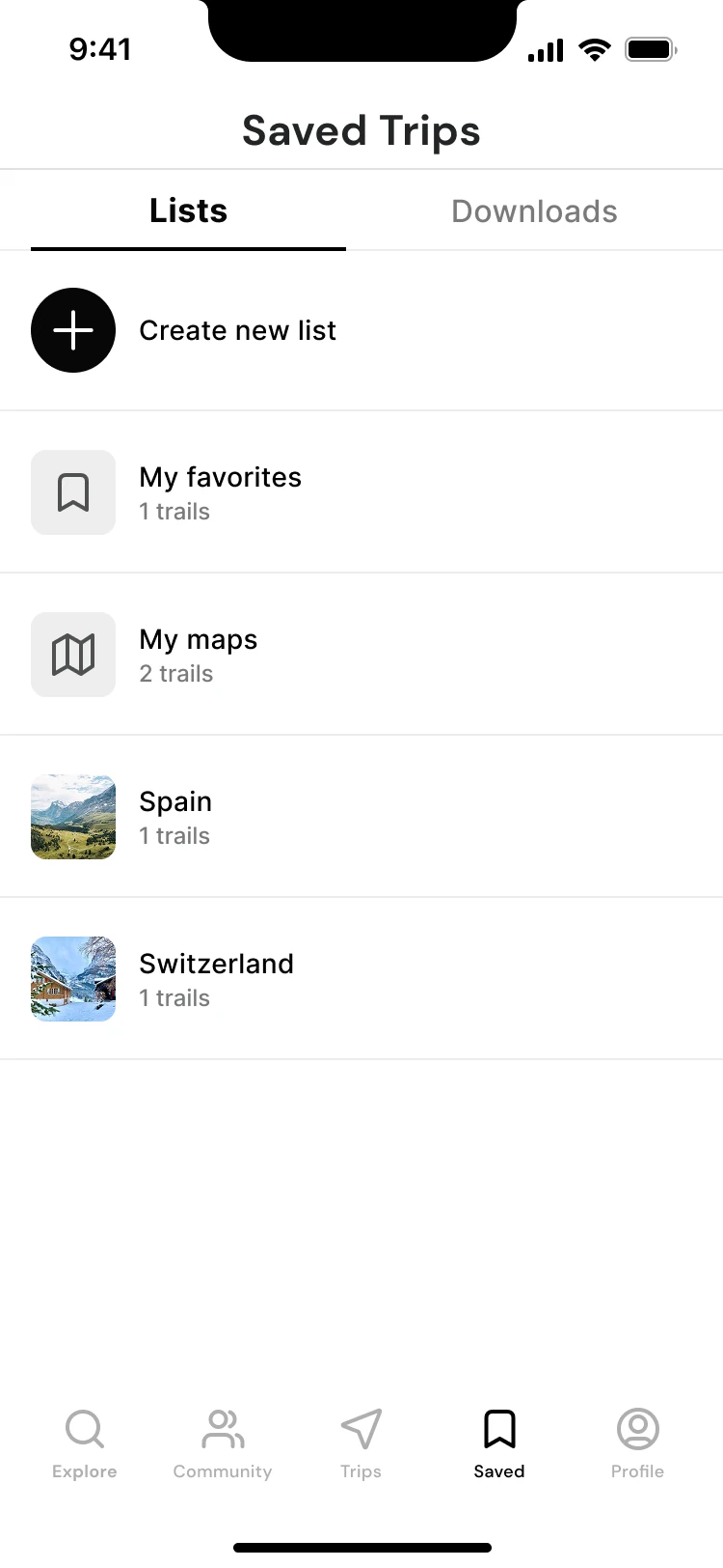 Saved route lists with favourites and country collections